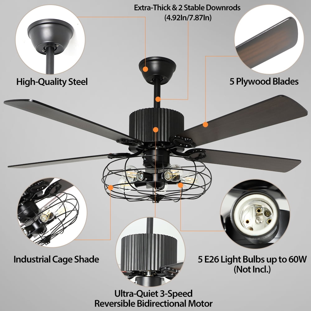 Smart Ceiling Fan with Remote Control 52in