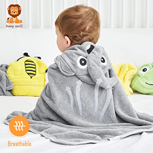 Baby Hooded Towel and Washcloth Set - Yellow/Grey