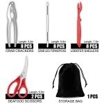 Crab Crackers and Tools, 27-piece Seafood Tools Set, Includes 8 Crab Crackers, 8 Lobster Shellers, 8 Crab Leg Forks/Picks, 2 Seafood Scissors & Storage Bag, Nut Cracker Set, Crab Leg Crackers