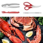 Crab Crackers and Tools, 27-piece Seafood Tools Set, Includes 8 Crab Crackers, 8 Lobster Shellers, 8 Crab Leg Forks/Picks, 2 Seafood Scissors & Storage Bag, Nut Cracker Set, Crab Leg Crackers