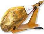 Spanish Serrano Ham Bone in from Spain 14.5-17 lb (Ham Stand + Knife included) - Jamon Serrano - Jamón Serrano Español - Spanish Ham - Cured Ham - Serrano Ham from Spain (NO Nitrates or Nitrites)