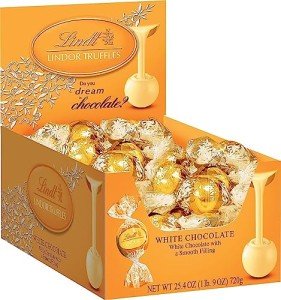 Lindt LINDOR Chocolate Truffles, White Chocolate, 60 Truffles/Box (LAS3514)