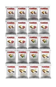 Torres Spanish Papas Fritas Potato Chips 4 Flavor Variety Pack Black Truffle, Mediterranean Herb, Sparkling Wine, Iberico Ham (20)
