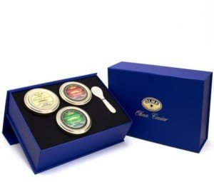 OLMA Deluxe Caviar Gift Box - Includes Beluga Sturgeon, Osetra, Siberian Osetra Aurora & Mother of Pearl Serving Spoon - Overnight Delivery