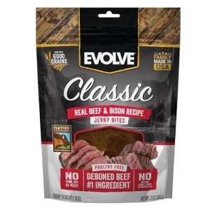 Evolve Classic Beef & Bison Recipe Jerky Bites Soft Dog Treats | 12 oz