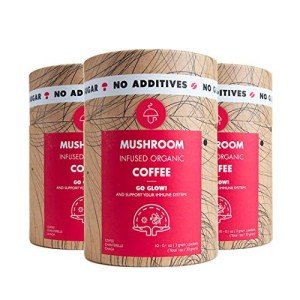 Mushroom Cups Go Glow Superfood Instant Mushroom Coffee - 30pk of Wild Mediterranean Chanterelle & Chaga $1.16 per serving for Energy and Focus Vegan Organic Gluten Free Sugar Free