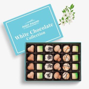 Andy Anand Luxury Belgian White Chocolate Truffles - Handmade Assorted Chocolate Flavors - Gourmet Collection Belgian Chocolate with Delectable Ganache - Chocolate Gift Box (24 Pcs)