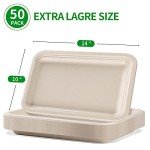 bloomoon 50 Pack 14 Inch Disposable Food Trays, Large Paper Plates 14 inch Heavy Duty for Crawfish, Lobster, Disposable Serving Trays Platters for Thanksgiving, Christmas, Seafood Boil Party Supplies