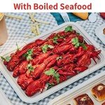 bloomoon 50 Pack 14 Inch Disposable Food Trays, Large Paper Plates 14 inch Heavy Duty for Crawfish, Lobster, Disposable Serving Trays Platters for Thanksgiving, Christmas, Seafood Boil Party Supplies