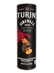 Turin Fireball Dark Chocolate Truffles, Dark Chocolates With Liquor Fireball Whisky Flavored Filling Non-Alcoholic, 7oz Tube Great forr Gifts and Treats, Black