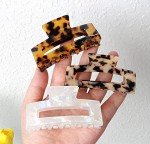 4Pcs Hair Claw Clips, Acetate Hair Banana Barrettes, French Butterfly Jaw Clips, Mermaid Color Crab Hairpin, Leopard Print Stylish Hair Accessories for Women Girls (4 Pcs)