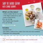 Lobster Gram - Ship to Shore Dinner For Two – 2 Fresh Maine Lobster Tails, 2 Filet Mignons,Jumbo Shrimp – Fresh & Fast Delivery - From the No. 1 Seafood Delivery Company, 4.5 Pound (Pack of 1)