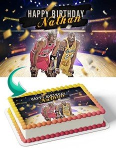 Cakecery Jordan Kobe BasketBall Edible Cake Image Topper Birthday Cake Banner 1/4 Sheet