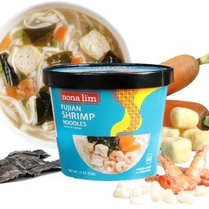 Nona Lim Flavorful Fujian Shrimp | Jumbo Instant Noodle Bowls | Deep, Rich Seafood Broth with Silky Flat Ramen Noodles, Tender Tofu and Cabbage | No Artificial Flavors, Less Sodium, Health-Conscious Cup Noodles | 6-Pack