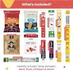 Beef Jerky Gift Baskets for Men - Healthy & Exotic Jerky Variety Pack w Meat Snacks, Pork Rinds, Venison, Chicken, Pork & Beef Sticks - Unique Dad Birthday Gifts, Great Gifts For Men Who Want Nothing