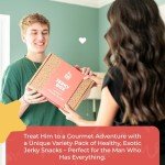 Beef Jerky Gift Baskets for Men - Healthy & Exotic Jerky Variety Pack w Meat Snacks, Pork Rinds, Venison, Chicken, Pork & Beef Sticks - Unique Dad Birthday Gifts, Great Gifts For Men Who Want Nothing