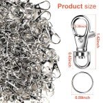 LEOBRO 60PCS Metal Swivel Snap Hooks and Key Rings, 30PCS Small Lobster Claw Keychains Clasps and 30PCS Key Chain Ring for Keychain Clip, Key, Jewelry Making, Art Crafts, Silver