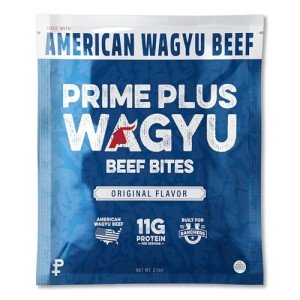 Prime Plus Wagyu Beef Bites, Original, Tender Steak Bites Crafted With 100% American Wagyu Beef, High Protein, No Added Nitrates or Antibiotics, 2.5oz