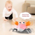 ZHVV Crawling Crab Toy, Infant Tummy Time Baby Toys, Fun Interactive Dancing Walking Moving Toy Babies Sensory Induction Crabs with Music, Baby Toys Boys Girls Toddler Birthday Gifts