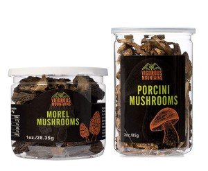 Vigorous Mountains Wild Dried Morel Mushrooms 1 Ounce and VIGOROUS MOUNTAINS Dried Porcini Mushrooms 3 Ounce