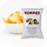 Torres Potato Chips 6-Pack with BAG CLIP 2 Cured Cheese Chips 50g/1.76oz, 2 Black Truffle Chips 40g/1.41oz, 2 Iberico Ham Chips 50g/1.76oz - Old-Fashioned Handcrafted Patatas Fritas - Product of Spain