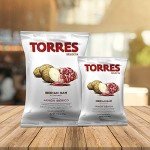 Torres Potato Chips 6-Pack with BAG CLIP 2 Cured Cheese Chips 50g/1.76oz, 2 Black Truffle Chips 40g/1.41oz, 2 Iberico Ham Chips 50g/1.76oz - Old-Fashioned Handcrafted Patatas Fritas - Product of Spain