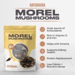 NATURAURA - 4 oz of Premium Whole Large Gourmet Dried Morel Mushrooms (Morchella Conica) - Tasty, Healthy, Nutritious & Umami Rich Protein Substitute, Vegan, Keto Friendly, Gluten Free (3 - 4 inches)