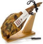 Serrano Ham Shoulder Bone in from Spain Approx. 10-11 lb + Ham Stand + Knife + Ham Cover + Ham Tongs - Cured Spanish Jamon - NO Nitrates or Nitrites All Natural - GMO & Gluten Free