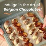 Belgian Chocolate Seashells, 22 Gourmet Hazelnut Praline Truffles by GuyLian, Assorted White, Milk, Dark Chocolate Candy Gift Box for Women and Men