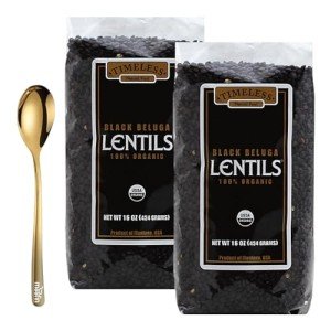 Organic Black Lentils with Golden Spoon - 16 Oz