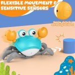 Crawling Crab Baby Toy, Upgraded Tummy Time Gifts for Newborn Babies 3-6 6-12 Month, Light-Up Walking Dancing Moving Crab with Music & Obstacle Avoidance, Rechargeable Sensory Development Toy (Green)
