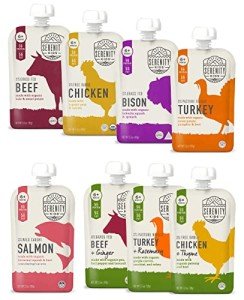 Serenity Kids 6+ Months Protein Sampler Baby Food Pouches Bundle | Beef, Bison, Chicken, Turkey, Salmon (20 Count)