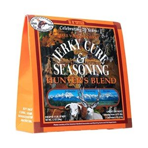 Hi Mountain Jerky Seasoning and Cure Kit | HUNTERS BLEND | Create Savory Homemade Beef Jerky | Great for Beef, Deer, Elk, & Venison | Mix will Season up to 15lbs. of Meat (1 Box)