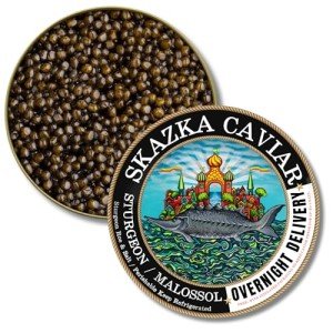 SKAZKA CAVIAR - Russian Osetra Caviar - Premium Dark Amber Caviar, Fish Roe, Wild-Caught Caviar Food, Overnight Delivery - Buttery Flavor - 8 Oz