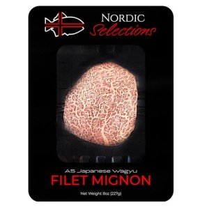 Nordic Catch Grade A5 Japanese Wagyu Filet Mignon Steak Without Bone, Always Fresh Thick Cut, Skin-Packed 100% Authentic A5 Wagyu Steak from Kagoshima Reserve - Great Gift, Ships Overnight (8 oz, 1, Count)