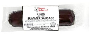 Bison and Pork Summer Sausage 10 Ounce – USA Raised Bison Meat Snack for Charcuterie, Ready to Eat – Low Carb Snack, Keto Friendly, Sugar-Free Snacks