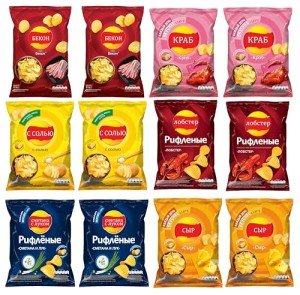 L.a.y.s Russia Potato chips Variety Pack of 12 (6 Flavors-Bacon, Swiss Cheese, Salt, Spring Onion Sour cream, Lobster, Crab) 60-70g Tony & Annies Candies Bundle Packs