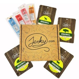 Exotic Jerky Gift Box for Men - 8 Piece Exotic Jerky & Meat Sticks Gift Set - Healthy Exotic Jerky Gift Box Includes Venison, Elk, Buffalo, and Wild Boar Jerky and Meat Sticks - Great Gifts For Men