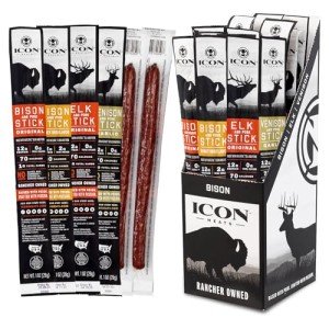 ICON Meats Snack Sticks Sampler - Assorted Flavors of Bison, Elk, Venison and Pork Jerky Sticks - 24 Pack of Individually Wrapped Meat Sticks, 6 Per Flavor – USDA Approved, All Natural Artisan Meats