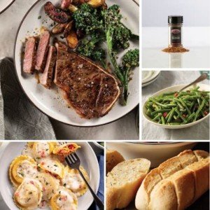 Omaha Steaks Gourmet Dinner for 2 (New York Strip Steaks, Lobster Ravioli, Green Beans in Butter Sauce, Individual Baguettes w/Garlic Butter)