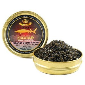 OVERNIGHT SHIPPING - OLMA Siberian Osetra Aurora Black Caviar - Medium Grain Pearls, Superior Grade - 4.4 oz / 125 g
