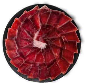 Iberico Acorn-Fed Ham - Sliced Jamon Pata Negra, 3 oz | Premium Spanish Dry-Cured Ham, Gourmet Charcuterie, 100% Bellota, Rich Flavor, Imported Iberian Delicacy
