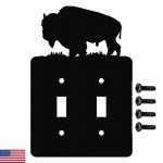 Buffalo Bison Double Toggle Light Switch Wall Plate (Double Toggle, Black)