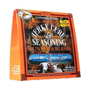 Hi Mountain Jerky Seasoning and Cure Kit | LOW SODIUM HUNTERS BLEND | Create Savory Homemade Beef Jerky | Great for Beef, Deer, Elk, & Venison | Mix will Season up to 15lbs. of Meat (1 Box)