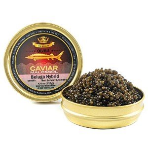 OVERNIGHT SHIPPING - OLMA Beluga Hybrid Sturgeon Black Caviar from Italy - Rated Top Caviar in the World - 4.4 oz / 125 g