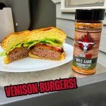 Gourmet Wild Game Seasoning | Premium Game Meat Rub for Venison, Lamb, Deer, Sausage, Jerky, Boar, Turkey, Elk, and more! | No Artificial Flavors, No MSG Added | Runnin' Wild Foods, 6.4 ounces