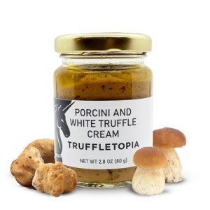 Truffletopia | Porcini and White Truffle Cream | Real Truffles use in Pasta Sauce, Pizza Sauce, Marinade, Seasoning, Cooking | Vegan, Gluten Free, Keto Food | 2.8 Oz