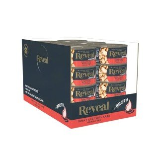 Reveal Natural Wet Cat Food, 24 Count, Grain Free, Limited Ingredient Canned Food for Cats, Tuna with Crab in Broth, 2.47 oz Cans