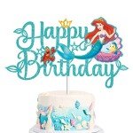 Little Mermaid Cake Topper, Mermaid Cake Decorations Mermaid Ariel Cake Topper Mermaid Party Cake Decoration Shell Starfish Lobster for Baby Shower, Mermaid Party Decorations