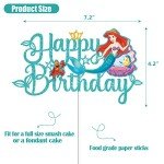 Little Mermaid Cake Topper, Mermaid Cake Decorations Mermaid Ariel Cake Topper Mermaid Party Cake Decoration Shell Starfish Lobster for Baby Shower, Mermaid Party Decorations